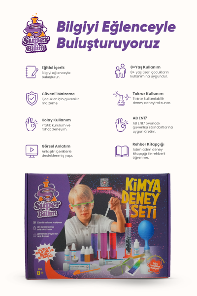 Süper Bilim Kimya Deney Seti | STEM seti, eğitici eğlenceli bilimsel deneyler