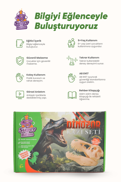 Süper Bilim Dinozor Kazı Seti | STEM seti, çocuklar için eğitici, eğlenceli bilimsel deneyler