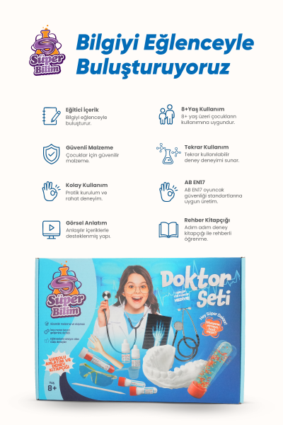 Süper Bilim Doktor Seti | STEM seti, çocuklar için eğitici, eğlenceli bilimsel deneyler