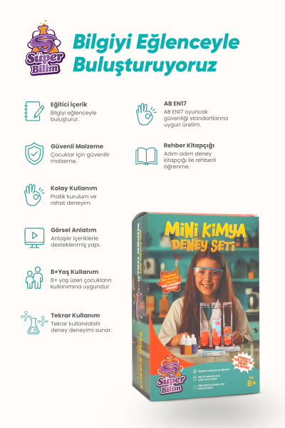 Süper Bilim Mini Kimya Deney Seti | STEM seti, çocuklar için eğitici, eğlenceli bilimsel deneyler